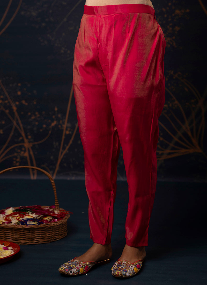 Vellora Shimmer Silk Olive Green Casual Wear Hand Work Readymade Salwar Suit