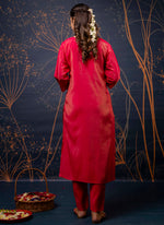 Thumbnail for Vellora Shimmer Silk Olive Green Casual Wear Hand Work Readymade Salwar Suit