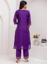 Thumbnail for Vellora Jacquard Silk Royal Blue Party Wear Embroidery Work Readymade Salwar Suit