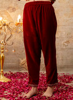 Thumbnail for Vellora Velvet Maroon Party Wear Embroidery Work Readymade Salwar Suit