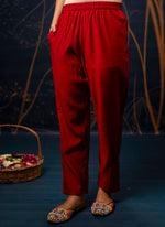 Thumbnail for Vellora Cotton Silk Blend Maroon Party Wear Embroidery Work Readymade Salwar Suit