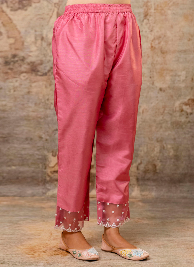 Vellora Silk Blend Pink Party Wear Embroidery Work Readymade Salwar Suit