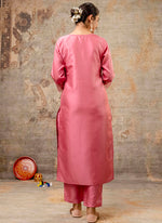 Thumbnail for Vellora Silk Blend Pink Party Wear Embroidery Work Readymade Salwar Suit