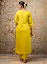 Thumbnail for Vellora Silk Blend Yellow Party Wear Embroidery Work Readymade Salwar Suit