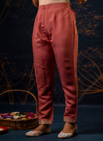 Thumbnail for Vellora Silk Blend Peach Party Wear Embroidery Work Readymade Salwar Suit