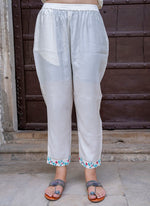 Thumbnail for Vellora Viscose Roman Silk White Ocassional Wear Embroidery Work Readymade Salwar Suit