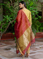 Thumbnail for Vellora Cotton Blend Mustard Yellow Casual Wear Foil Print Work Readymade Salwar Suit