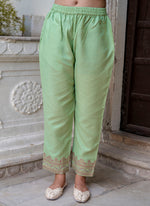 Thumbnail for Vellora Cotton Blend Pista Casual Wear Foil Print Work Readymade Salwar Suit