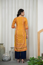 Thumbnail for Juniper Women's Mustard Ethnic Motif Printed Shantoon Kurta With Doris & Tassels - Distacart