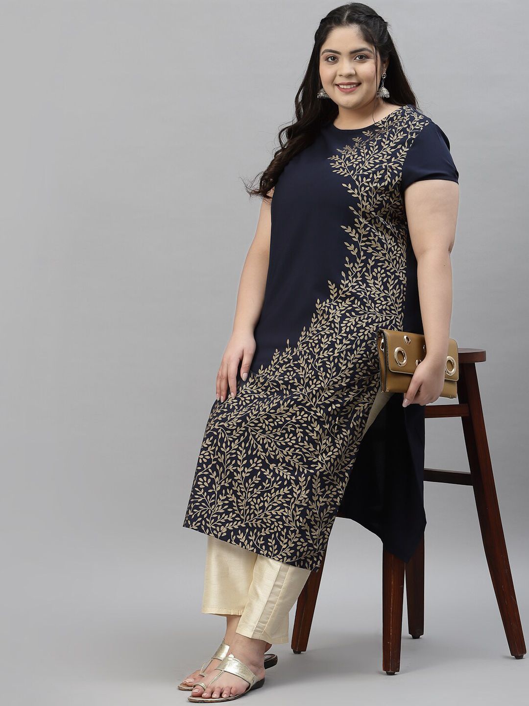 Sztori Plus Size Floral Printed Crepe Kurta - Distacart