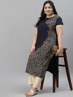 Thumbnail for Sztori Plus Size Floral Printed Crepe Kurta - Distacart