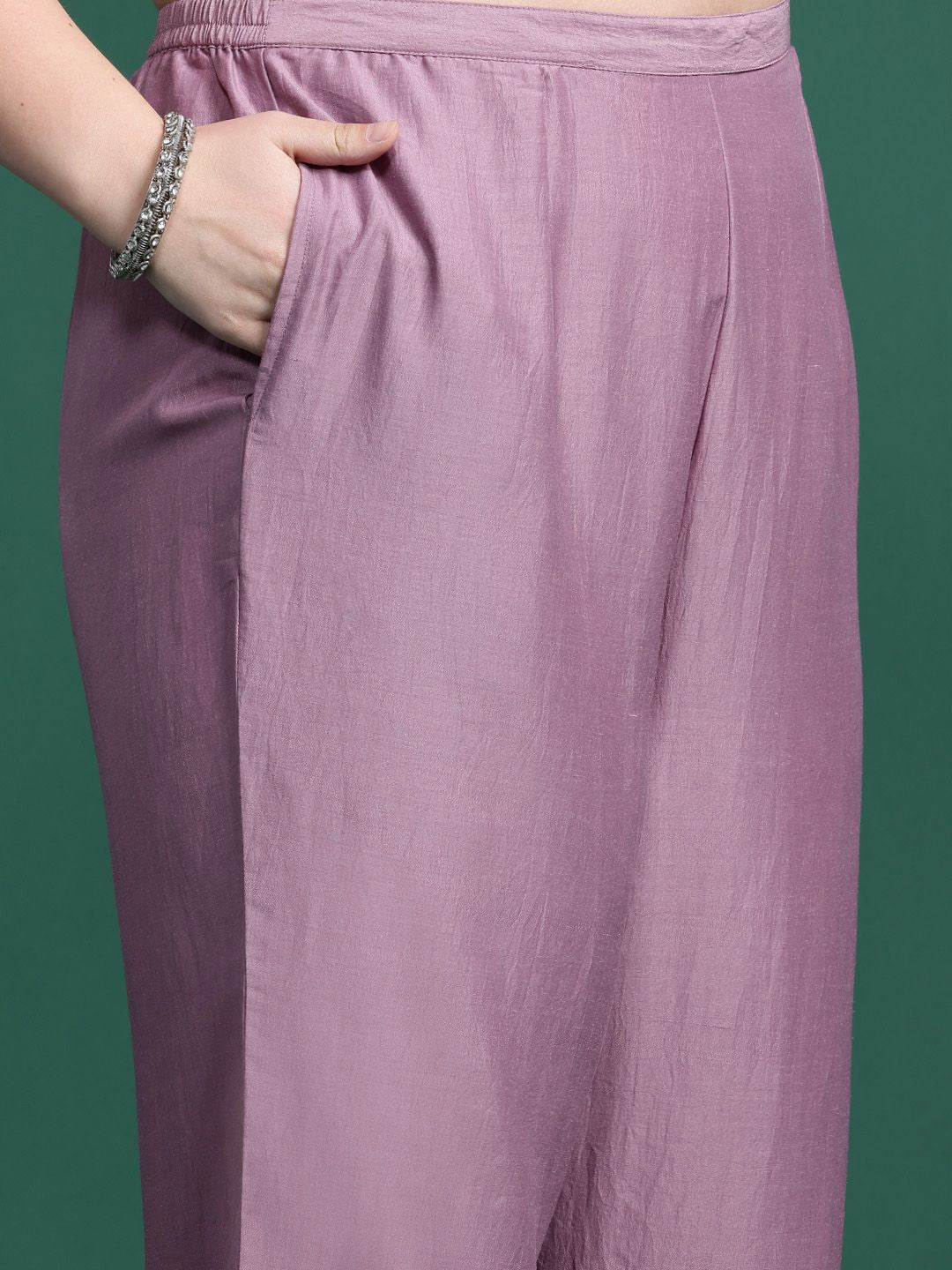 Indo Era Plus Size Floral Embroidered Thread Work Kurta With Trousers & Dupatta