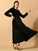 Thumbnail for Myshka Women's Black Fit and Flare Party Dress - Distacart