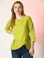 Thumbnail for Myshka Women's Green Solid Top - Distacart