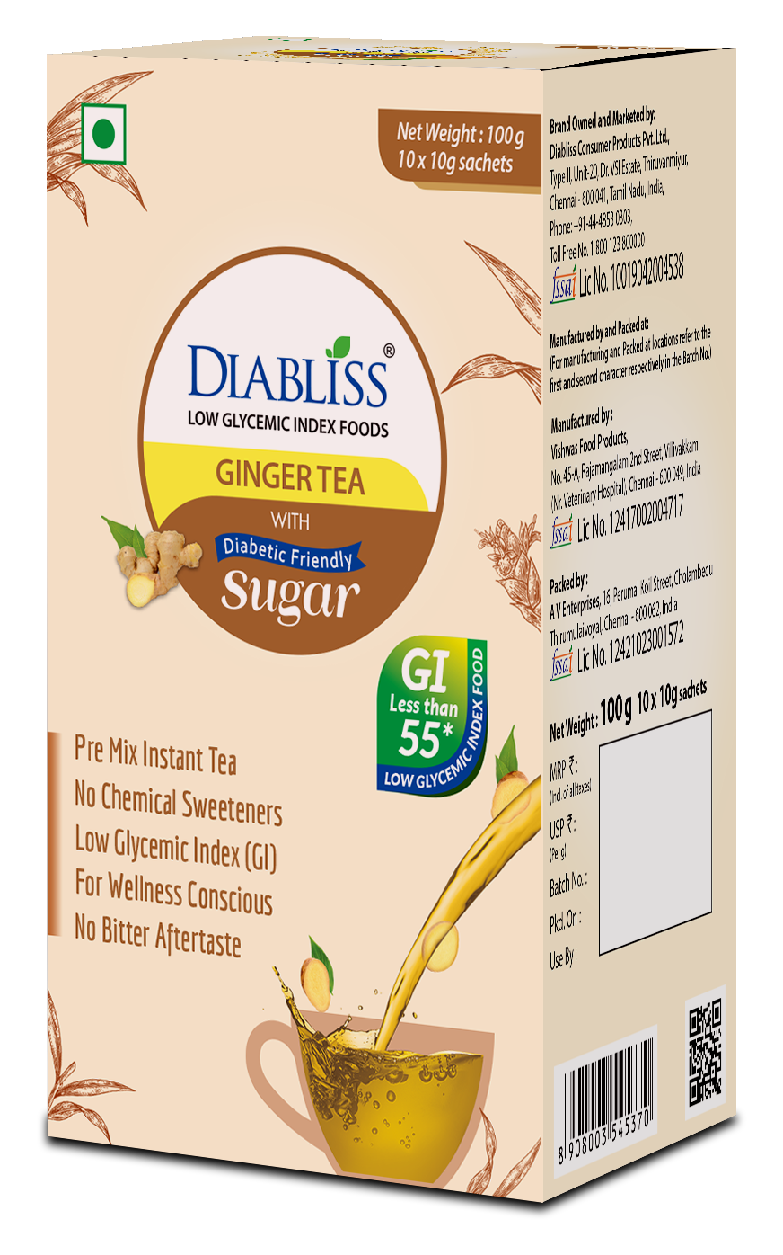 Diabliss Ginger Tea Sachets With Diabetic Friendly Sugar - Distacart