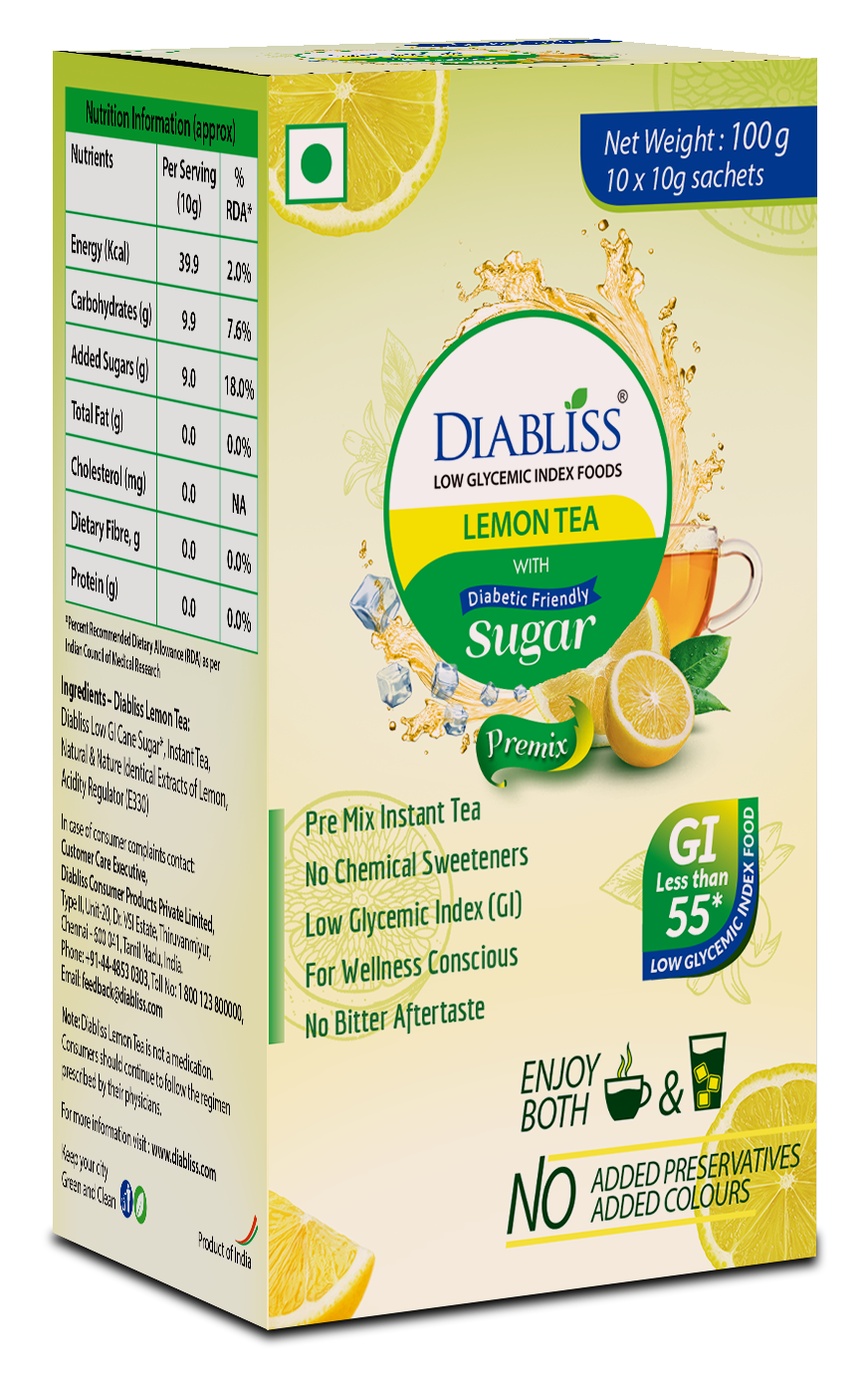 Diabliss Herbal Lemon Tea Sachets With Diabetic Friendly Sugar - Distacart