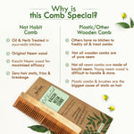 Thumbnail for Nat Habit Kacchi Neem Wooden Comb - Soaked In 13 Herbs, Neem & Sesame Oil For Multi-Actions - Distacart