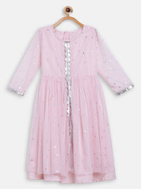 Thumbnail for Ahalyaa Pink Crepe Front Slit Girl's Kurta