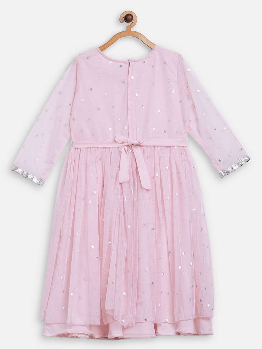 Ahalyaa Pink Crepe Front Slit Girl's Kurta