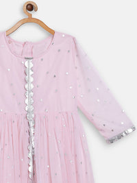 Thumbnail for Ahalyaa Pink Crepe Front Slit Girl's Kurta