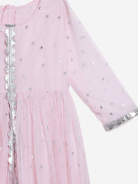 Thumbnail for Ahalyaa Pink Crepe Front Slit Girl's Kurta