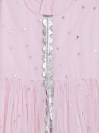 Thumbnail for Ahalyaa Pink Crepe Front Slit Girl's Kurta