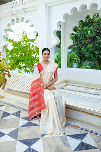 Thumbnail for Aastha Fashion Cream Woven South Silk Saree with Blouse - Distacart