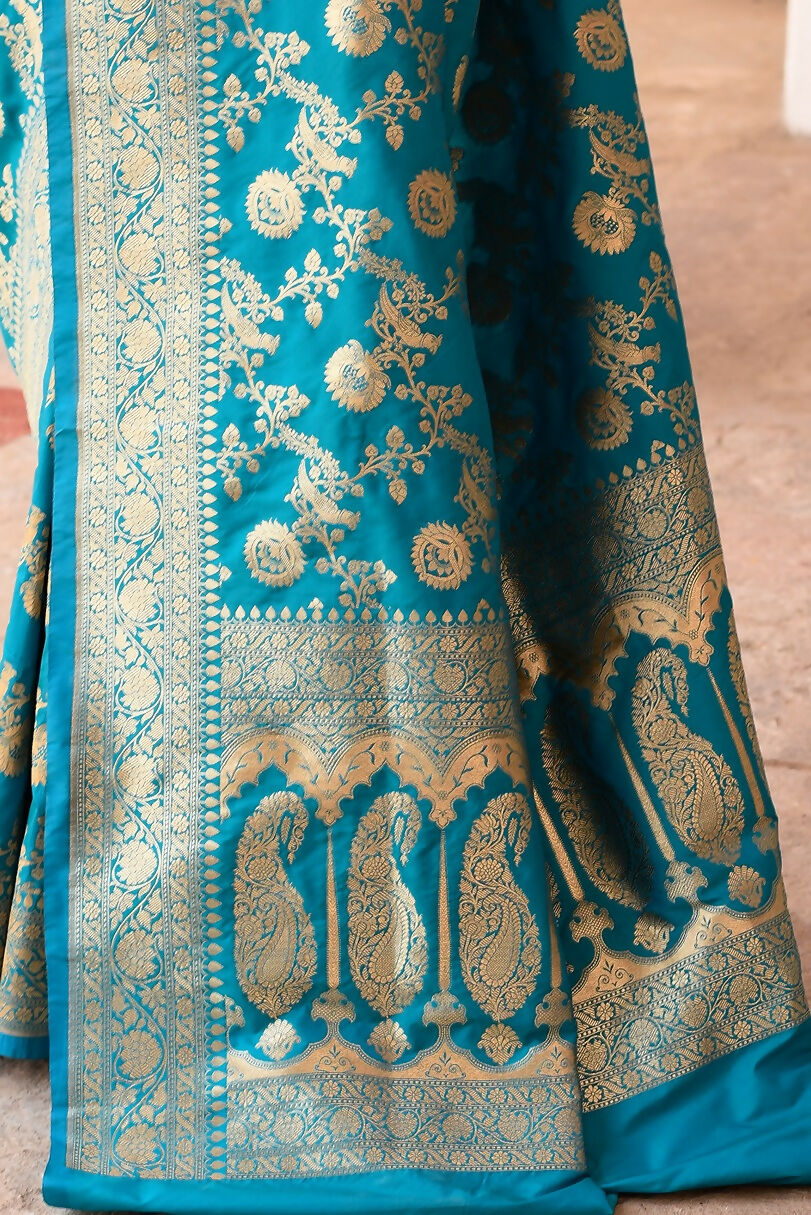 Joban Fashion Aqua Soft Pure Handloom Banarasi Silk Saree