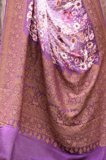 Thumbnail for Joban Fashion Dark And Light Lilac Crepe Chiffon Pure Handloom Banarasi Silk Saree