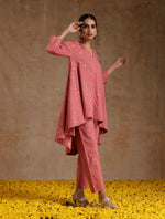 Thumbnail for trueBrowns Blush Gold Cotton High-Low Co-Ord Set - Distacart