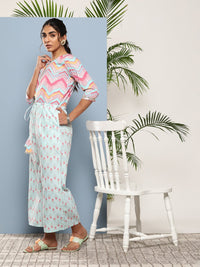 Thumbnail for Ahalyaa Printed Waist Tie-Ups Basic Jumpsuit - Distacart