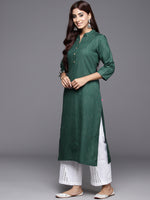 Thumbnail for Varanga Women Sea Green Woven Straight Kurta - Distacart