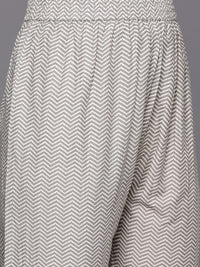 Thumbnail for Varanga Women Grey Floral Printed Angrakha Style Anarkali Kurta Paired With Printed Bottom