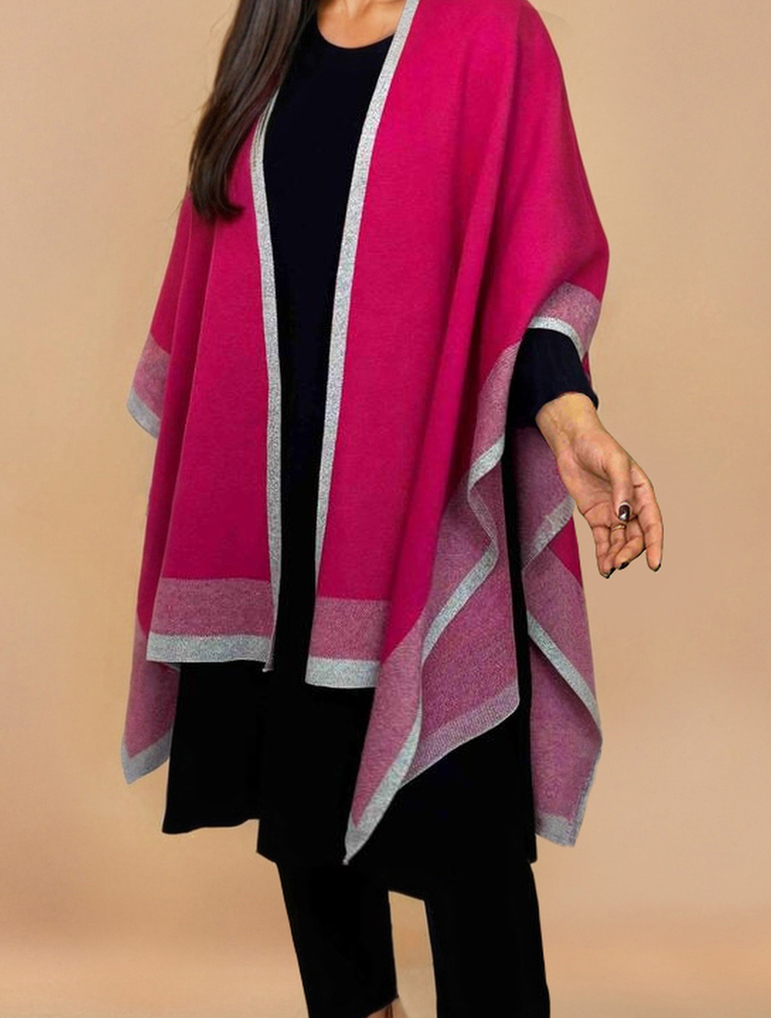 trueBrowns Pink Woollen Kaftan Cape - Distacart