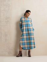 Thumbnail for trueBrowns Beige Check Pleated Winter Dress - Distacart