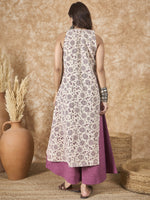 Thumbnail for InWeave Dusty Mauve Side Asymmetric Kurta Set - Distacart