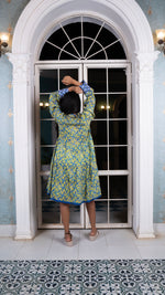 Thumbnail for Noroke Sustainable fabric | Cupro Muslin Blue Pottery Tunic Dress - Distacart