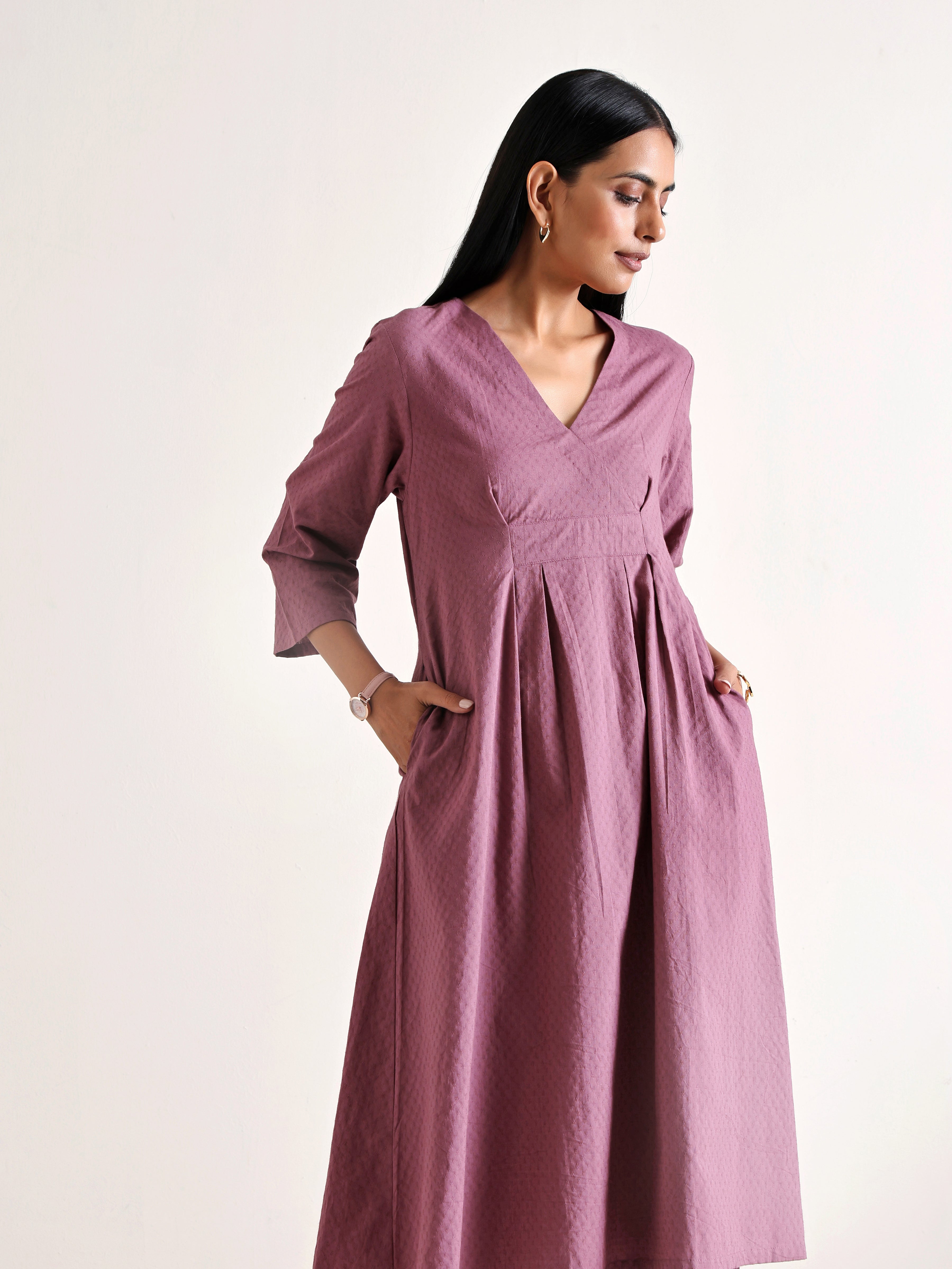 trueBrowns Orchid Overlap Pleat Kurta Pant Set - Distacart