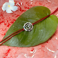 Thumbnail for trueBrowns 925 Sterling Silver Embossed Om Thread Rakhi