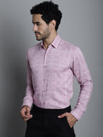 Thumbnail for Jainish Men's Geomatric Printed Formal Shirts - Magenta - Distacart