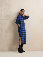 Thumbnail for trueBrowns Blue Check Winter Shirt Dress - Distacart