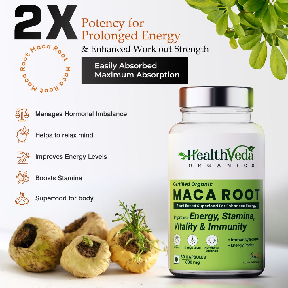 Health Veda Organics Maca Root Capsules - Distacart