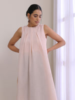 Thumbnail for trueBrowns Pink Slub Sleeveless Kurta Pant Set - Distacart