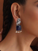 Thumbnail for trueBrowns Silver Tone Turquise Stone Earrings - Distacart
