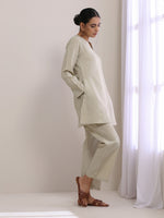 Thumbnail for trueBrowns Light Grey Slub Co-Ord Set - Distacart