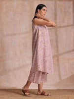 Thumbnail for trueBrowns Grey Overall Floral Block Print Cotton High-Low Co-Ord Set - Distacart