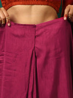 Thumbnail for trueBrowns Maroon Rust Silk Ready To Wear Saree - Distacart