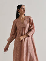 Thumbnail for trueBrowns Beige Foil Puff Sleeve Kurta Set - Distacart