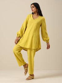 Thumbnail for trueBrowns Lime Slub Textured Short Co-Ord Set - Distacart