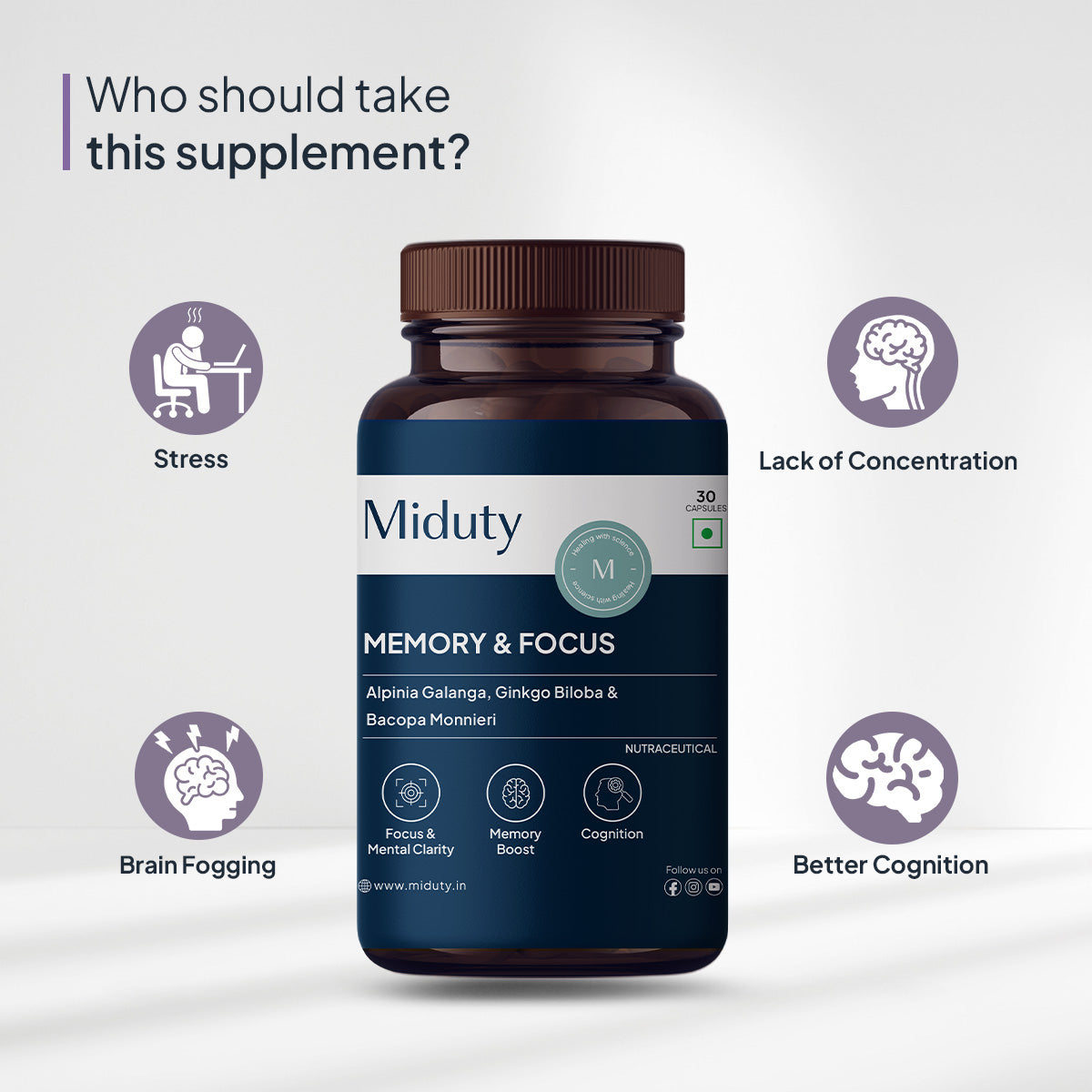 Miduty by Palak Notes Memory & Focus Capsules - Distacart